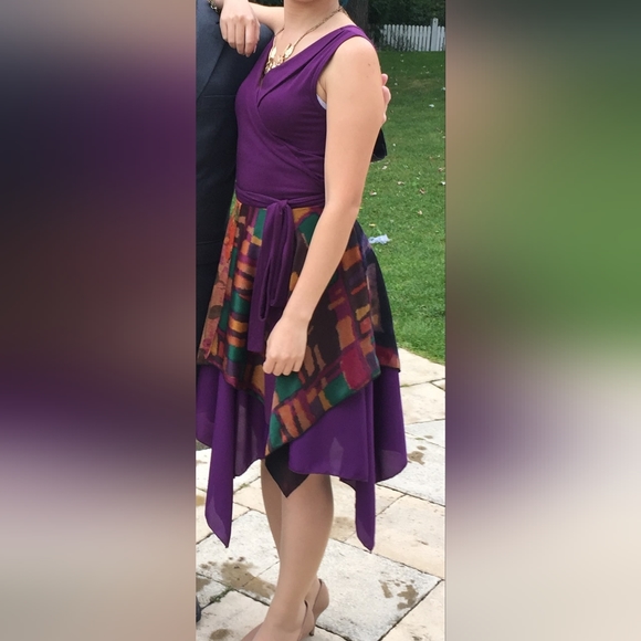 Paper People Part-Silk Purple Midi-Dress - Sz Medium - Picture 8 of 8